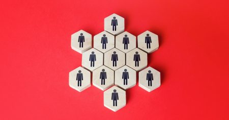 People combined into a star-shaped structure. Unity. Building a business team, teamwork cooperation. Staff expansion and recruiting. Human resources. Personnel management. Discipline and hierarchy.